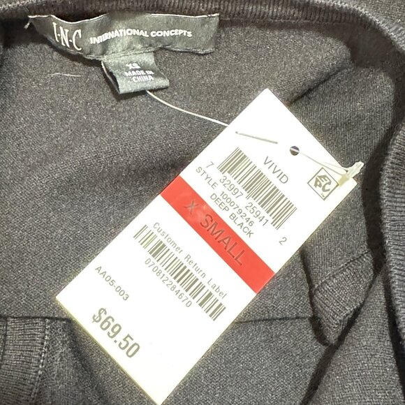 NWT INC International Concepts Tank Top Blouse XS Black White Ruffle Lace Floral - Picture 5 of 8